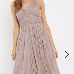 ASOS DESIGN one shoulder pleated maxi dress with dip back hem